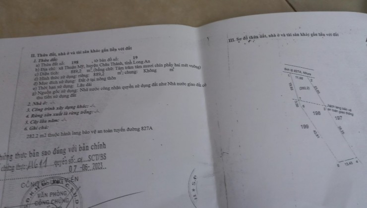 CHÍNH CHỦ CẦN BÁN GẤP ĐẤT TẶNG NHÀ MẶT TIỀN ĐƯỜNG TỈNH LỘ 827A NHỰA TRÊN 10M. THUẬN MỸ, CHÂU THÀNH, LONG AN.